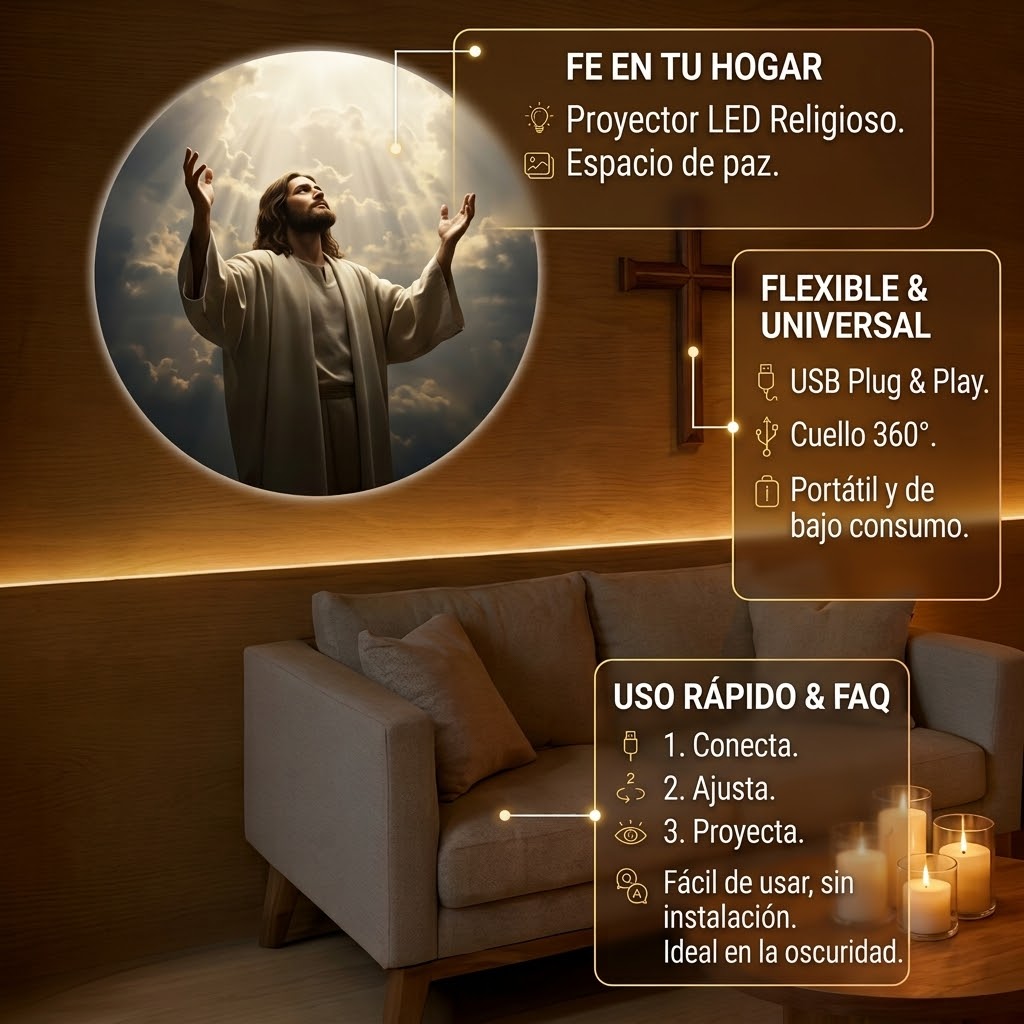 Proyector de Paz con 6 Imágenes de Fe